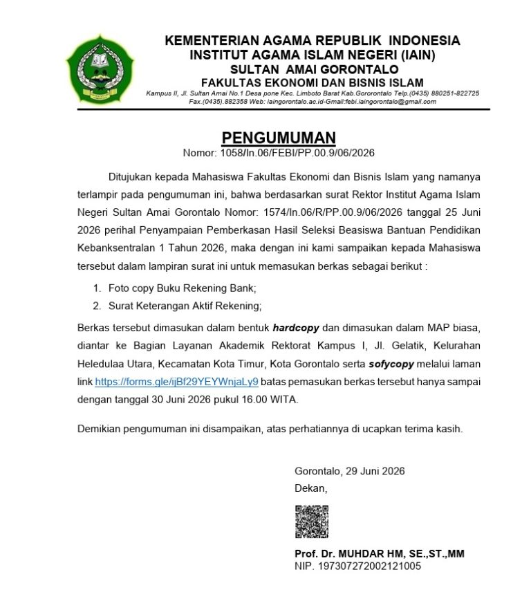 Empat Mahasiswa Akuntansi Syariah Raih Beasiswa Bantuan Pendidikan Kebanksentralan Tahun 2026